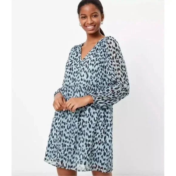 LOFT | Dresses | Loft Sharp Blue Leopard Print Long Sleeve Fall Swing Mini Dress Size Xs | Poshmark LOFT | Dresses | Loft Sharp Blue Leopard Print Long Sleeve Fall Swing Mini Dress Size Xs | Poshmark